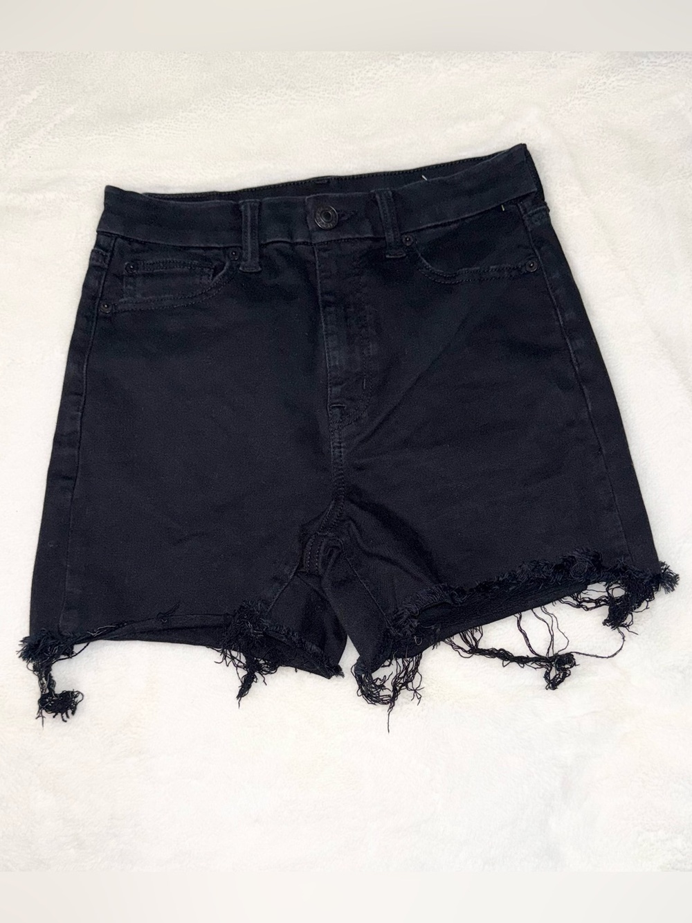 American Eagle Outfitters Black High-Rise Frayed Denim Shorts NWOT